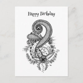 Tangle Art: Florales Motiv -  Postkarte