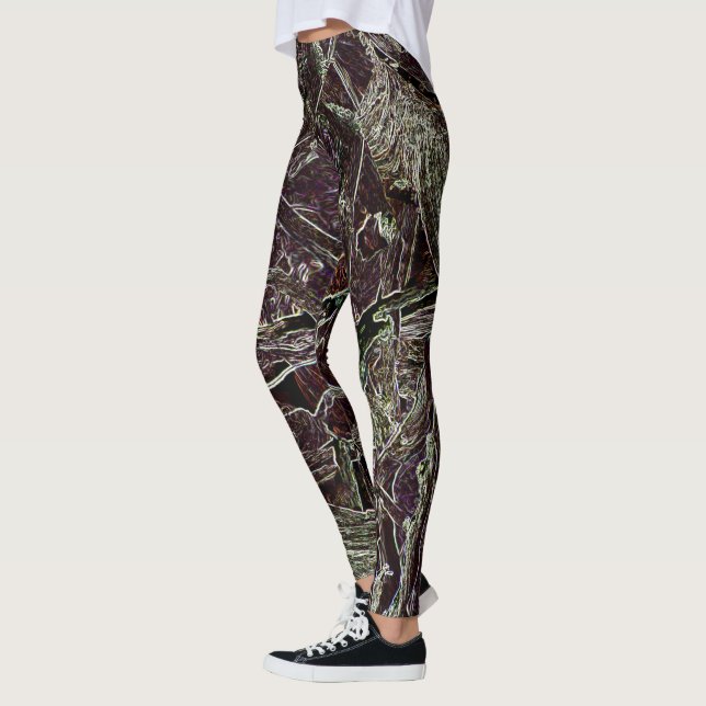 Tangled Branches Abstract 101  Green Leggings (Gauche)