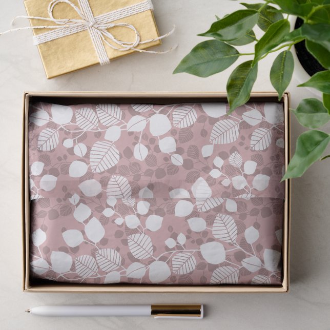 Tangled Foliage Canopy Blush Botanical Silhouette Seidenpapier (Geschenk)