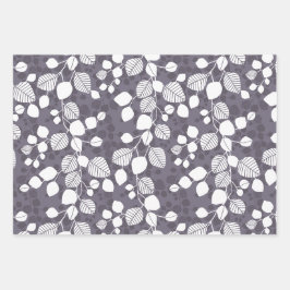 Tangled Foliage Canopy Botanical Leaves Silhouette Geschenkpapier Set