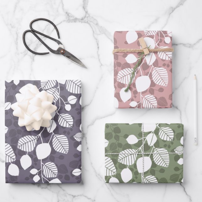 Tangled Foliage Canopy Botanical Leaves Silhouette Geschenkpapier Set (Vorderseite)