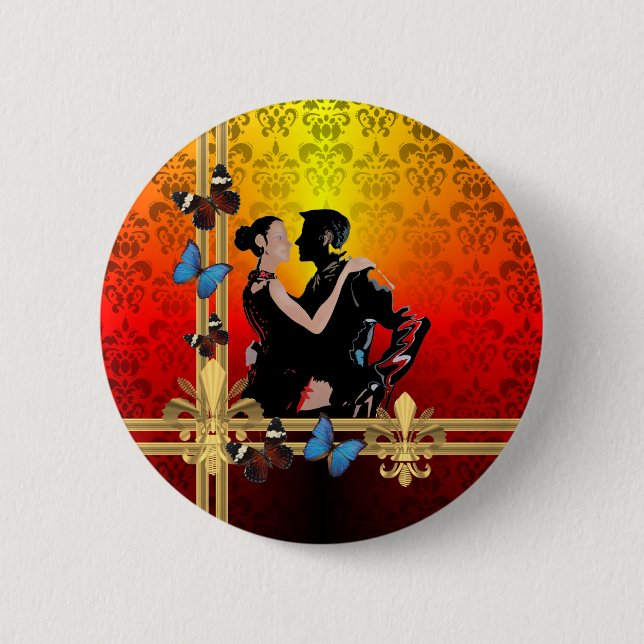Tango auf Damast Button (Vorderseite)