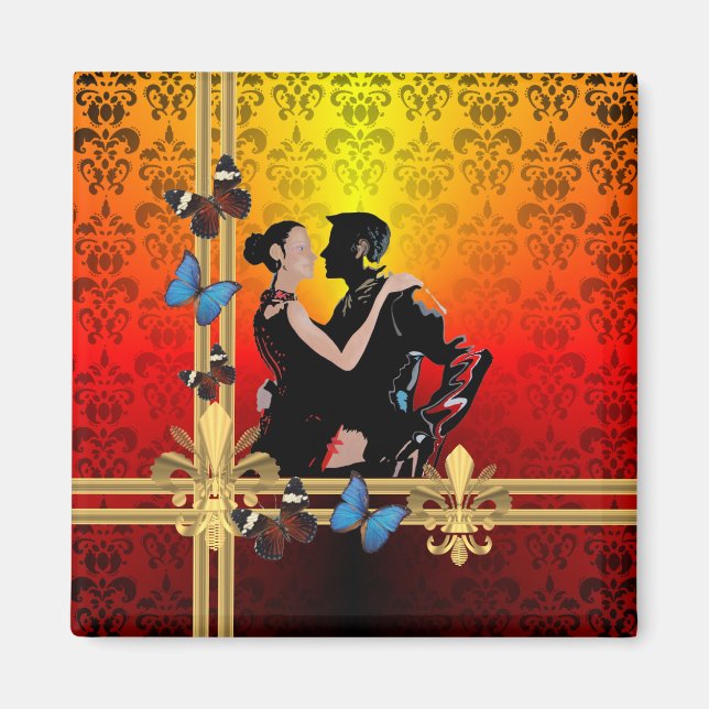 Tango auf Damast Magnet (Vorne)