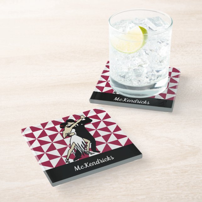 Tango Dancers Glasuntersetzer (Schrägansicht)