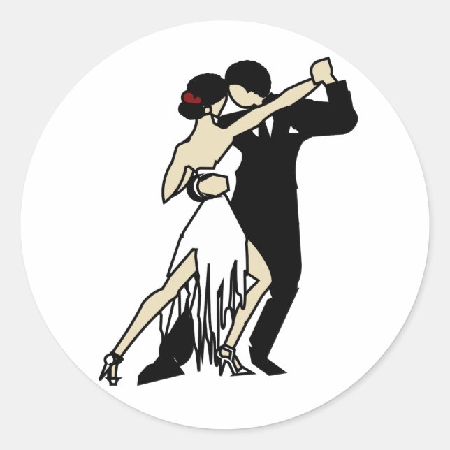 Tango Dancers Runder Aufkleber (Vorderseite)
