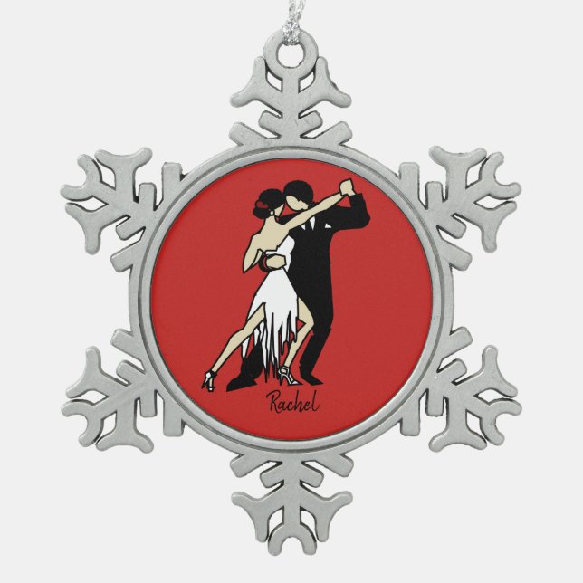 Tango Dancers Schneeflocken Zinn-Ornament (Vorderseite)