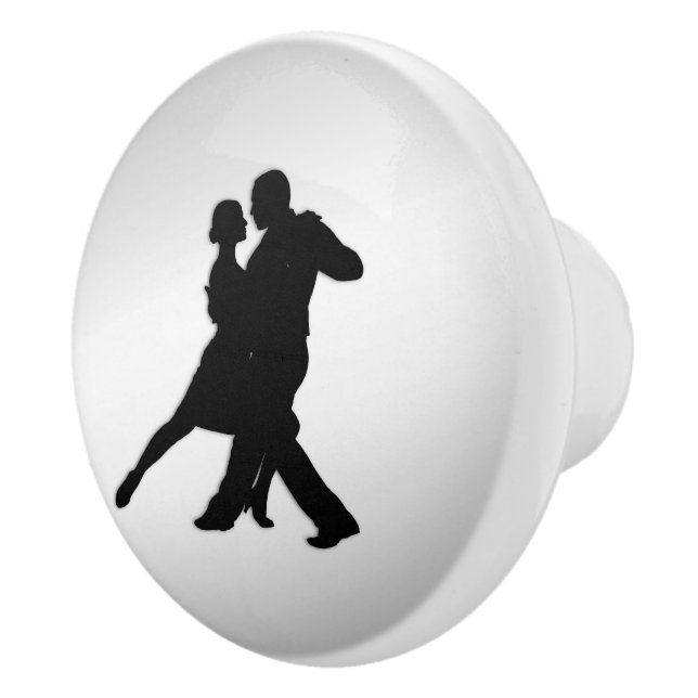 Tango Dancers Silhouette 2 Silver Keramikknauf (Rechts)