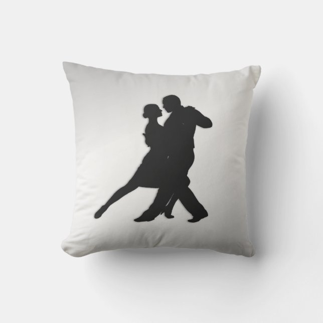 Tango Dancers Silhouette 2 Silver Kissen (Vorderseite)