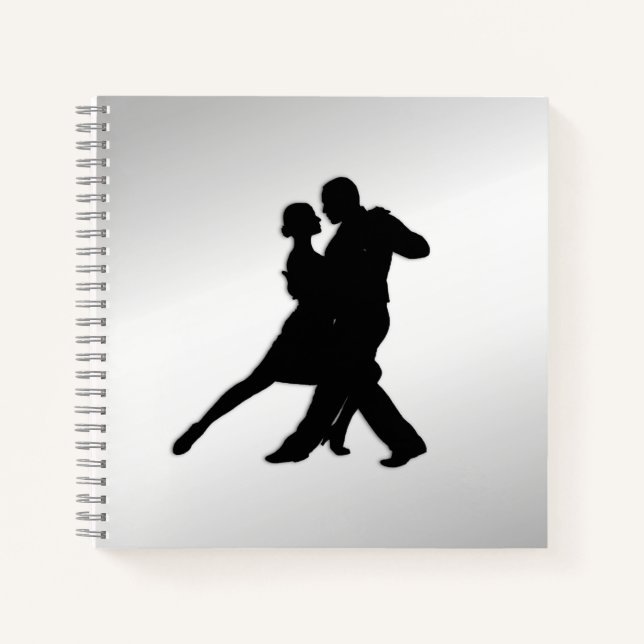 Tango Dancers Silhouette 2 Silver Notizbuch (Vorderseite)