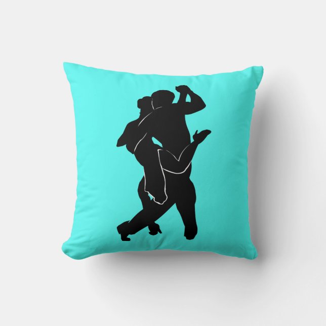 Tango Dancers Türkis Throw Kissen Farbe wählen (Vorderseite)