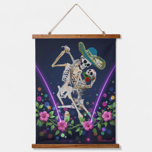 Tango Forever: Dia De Los Muertos Wandteppich Mit Holzrahmen