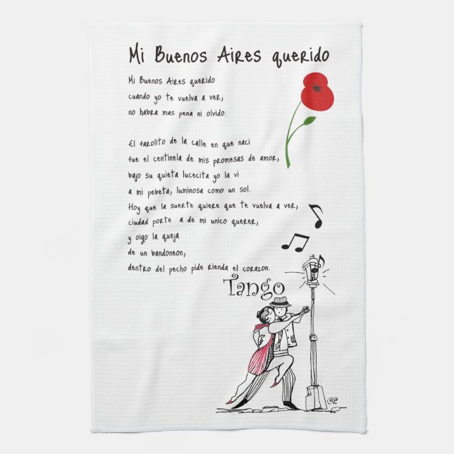 Tango MI Buenos Aires Querido Geschirrtuch (Vertikal)