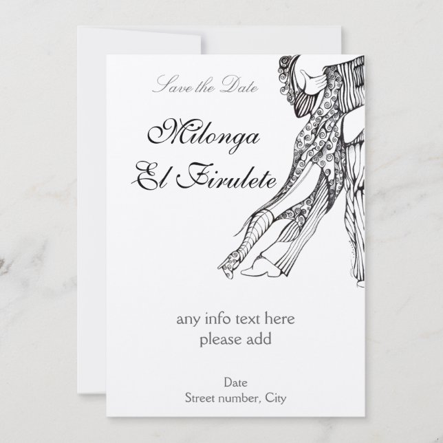 Tango Milonga Save the Date (Vorderseite)