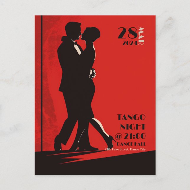 Tango Night Einladung Postkarte (Vorderseite)