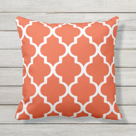 Tango-orange Kissen Quatrefoil Gitter im Freien