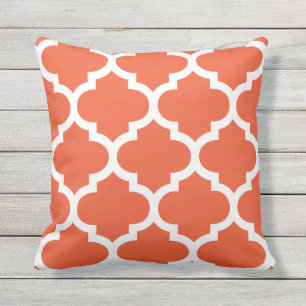 Tango-orange Marokkaner Quatrefoil Kissen im Für Draußen