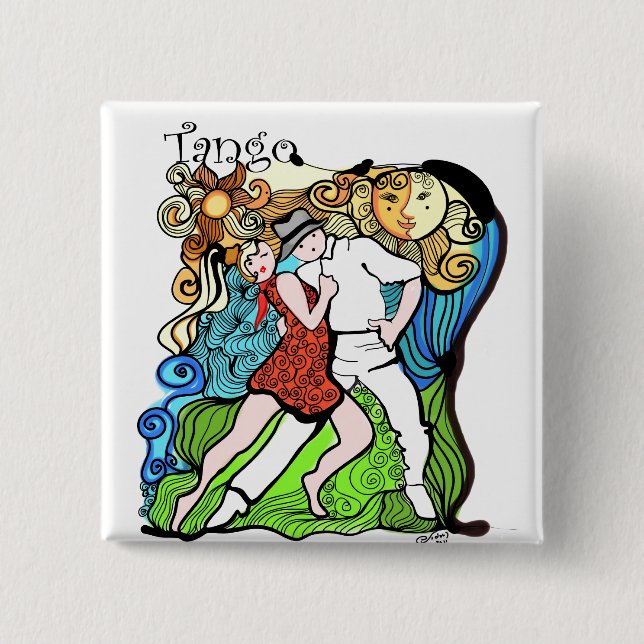 Tango-Tanz - zwei wenig Tangueros Button (Vorderseite)