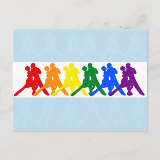 Tango tanzende Paare Regenbogenfarben Postkarte