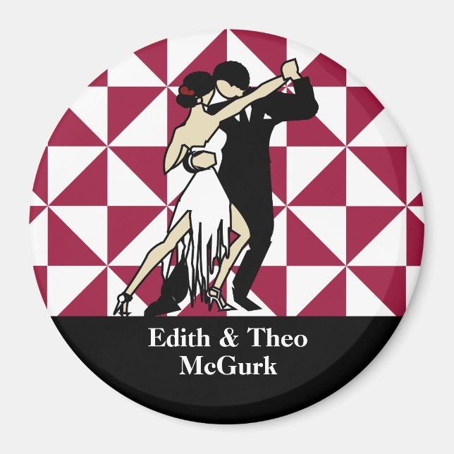 Tango-Tänzer auf Burgundy Geometric Background Magnet (Vorne)