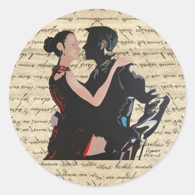 Tango-Tänzer Runder Aufkleber (Vorderseite)
