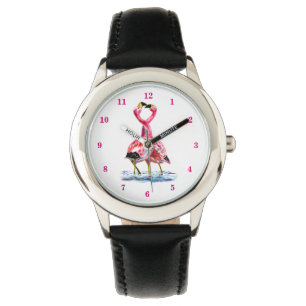 Tango Tanzpaar Rosa Flamingo Uhr