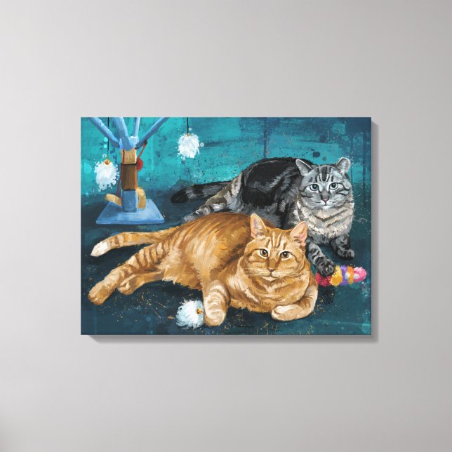 Tango und Vangogh Cats Portrait Leinwanddruck (Vorderseite)