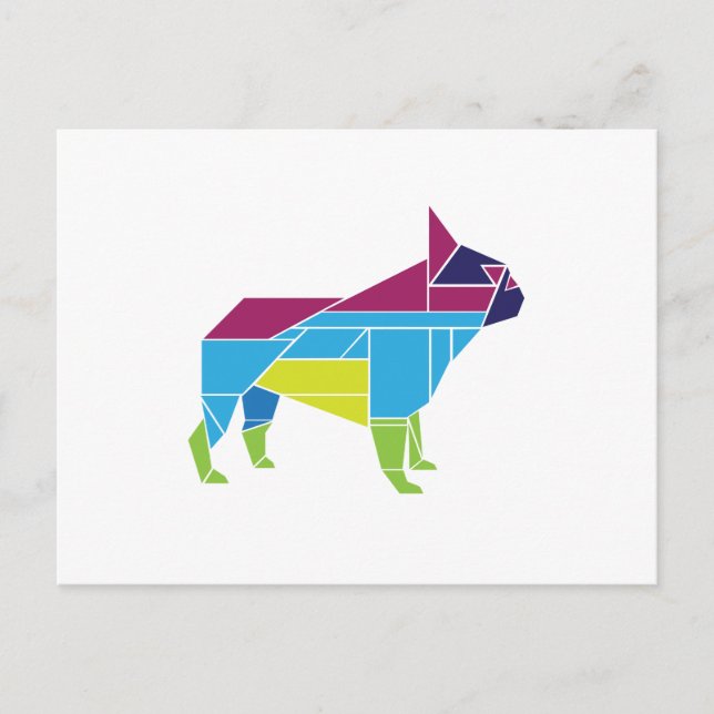 Tangram Frenchie, mehrfarbig Postkarte (Vorderseite)
