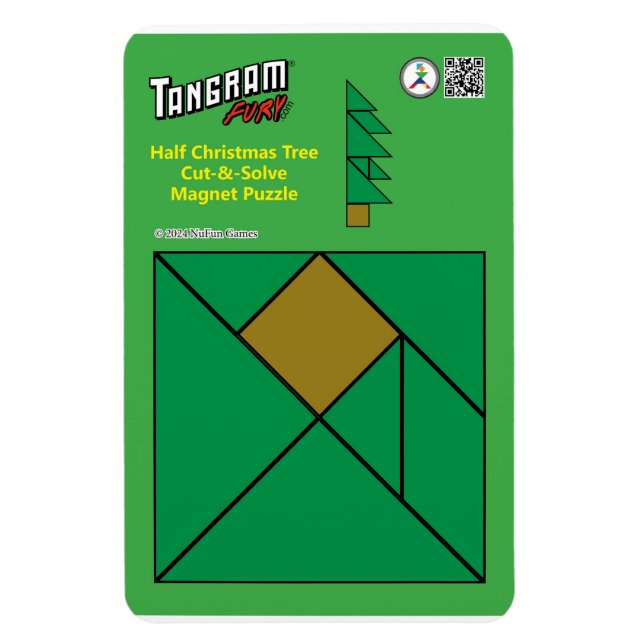 Tangram Magnet de Noël - Arbre de demi-Noël (Vertical)