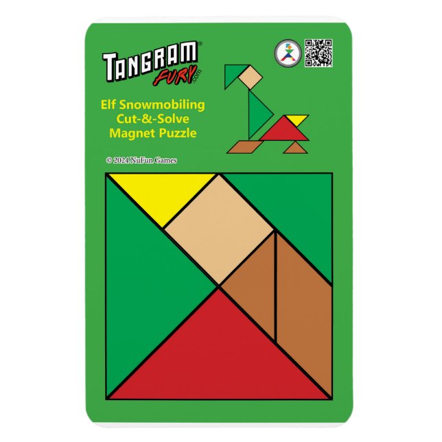 Tangram Quirky Elf Magnet - Motoneige (Vertical)