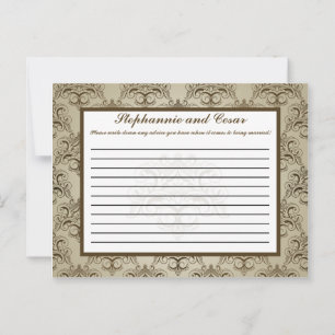 Tanisch Brown Damask (Schriftliche Ratenkarte) Hinweiskarte