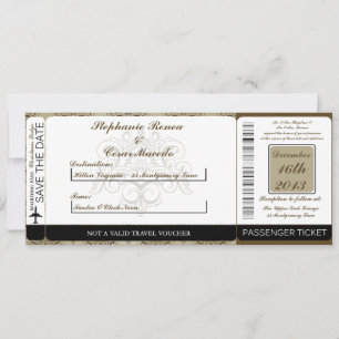 Tanish Brown Boarding Pass Wedding Einladung