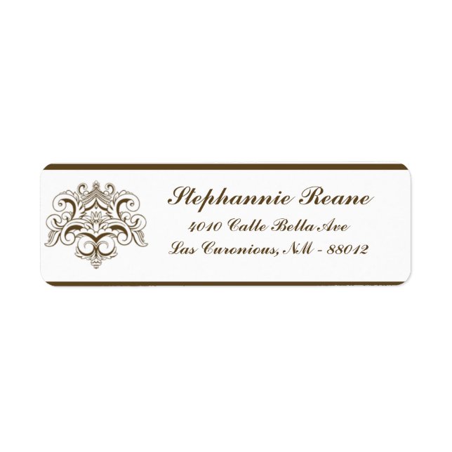 Tanish Brown Damask 2,25" Rücksendeadresse 2,75 Zo (Vorne)