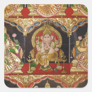 TANJORE PAINTING ASHTALAKSHMI SÜDINDIEN QUADRATISCHER AUFKLEBER