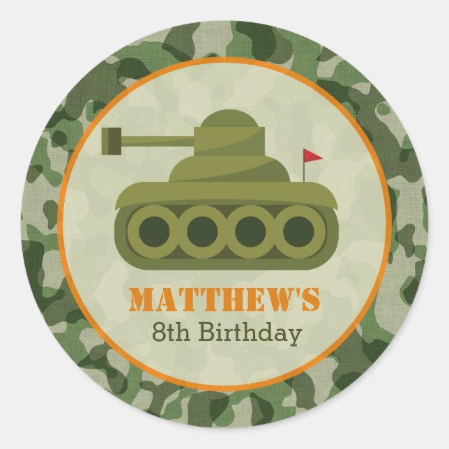Tank Birthday Stickers - Militärsoldat der Boy Arm (Vorderseite)