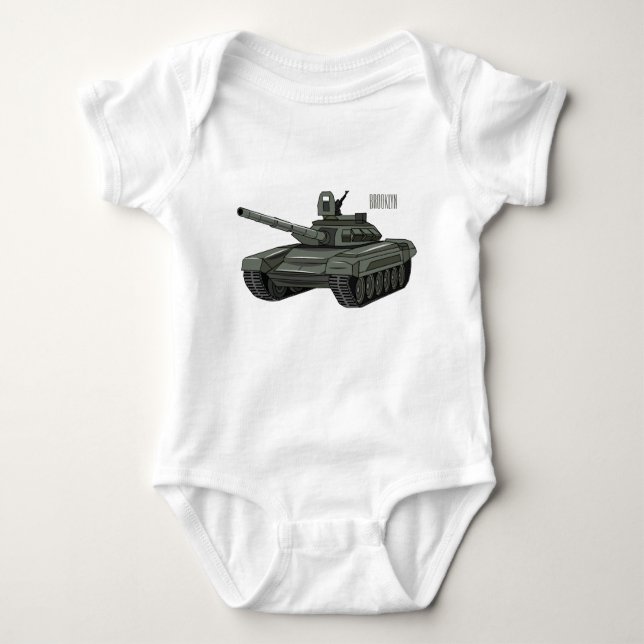 Tank-Cartoon-Abbildung Baby Strampler (Vorderseite)