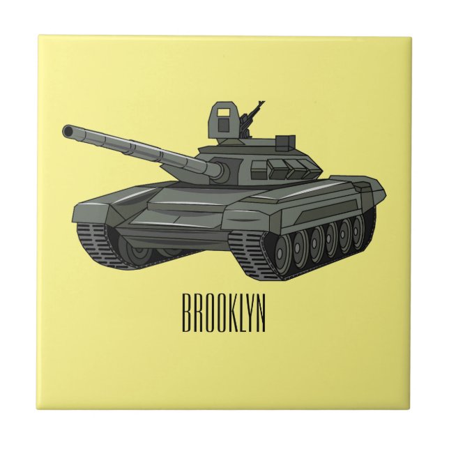 Tank-Cartoon-Abbildung Fliese (Vorderseite)