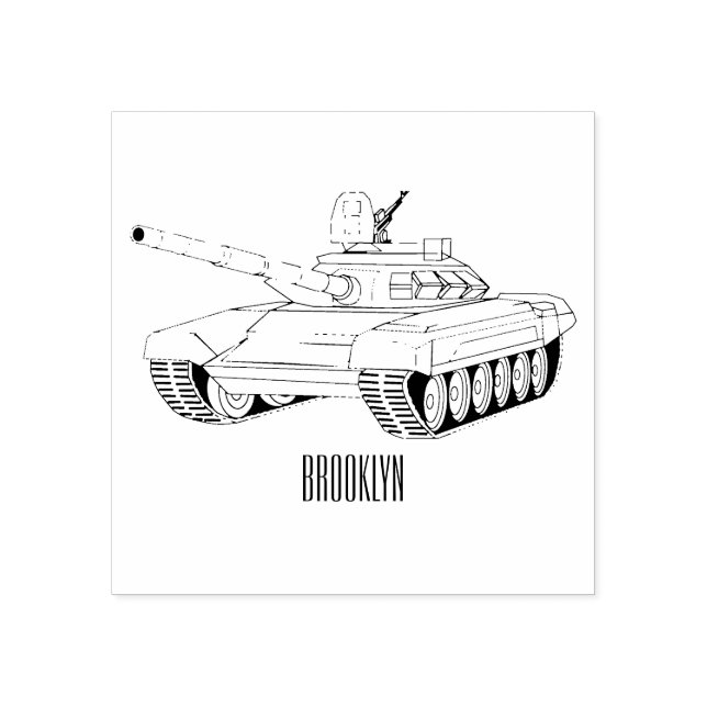 Tank-Cartoon-Abbildung Gummistempel (Prägung)