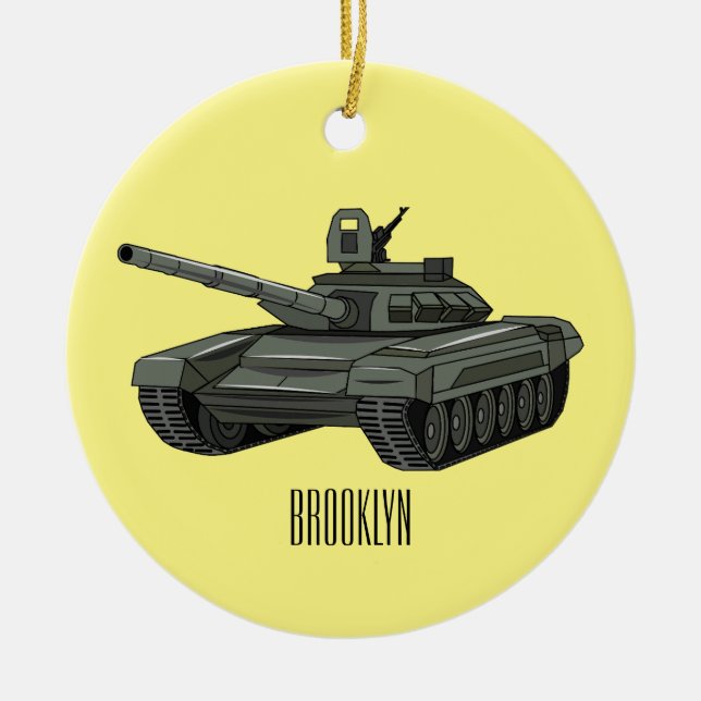Tank-Cartoon-Abbildung Keramik Ornament (Vorne)