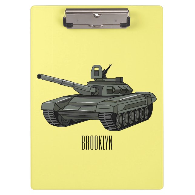 Tank-Cartoon-Abbildung Klemmbrett (Vorderseite)