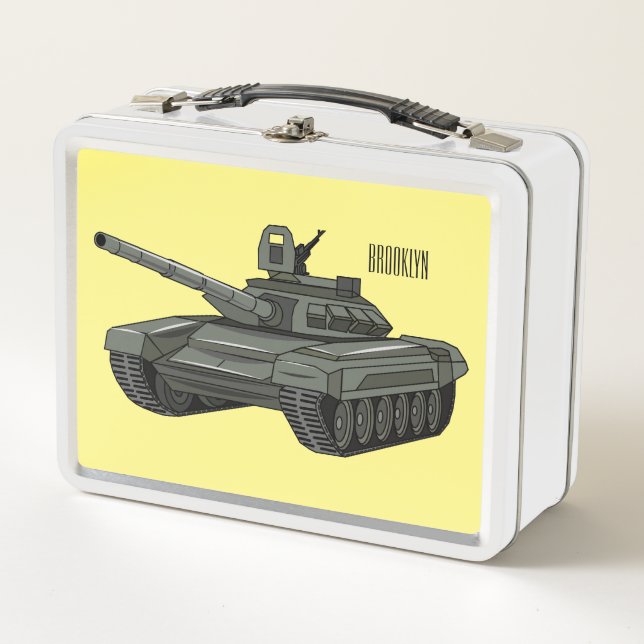 Tank-Cartoon-Abbildung Metall Brotdose (Vorderseite)