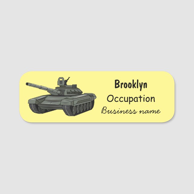 Tank-Cartoon-Abbildung Namensschild (Vorderseite)