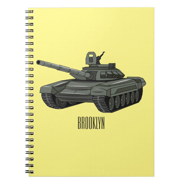 Tank-Cartoon-Abbildung Notizblock (Vorderseite)