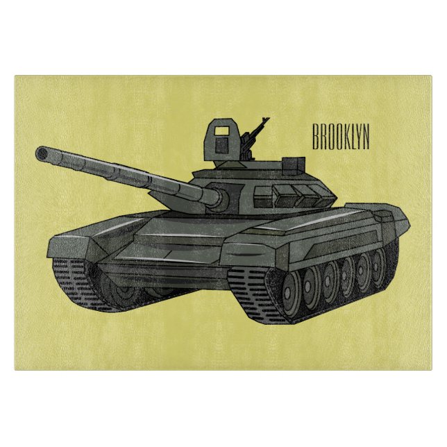 Tank-Cartoon-Abbildung Schneidebrett (Vorderseite)