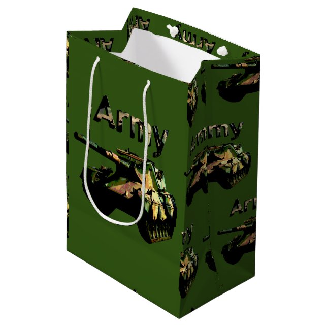 Tank der grünen Armee, mittelgroße Tasche Mittlere Geschenktüte (Vorderseite Schrägansicht)