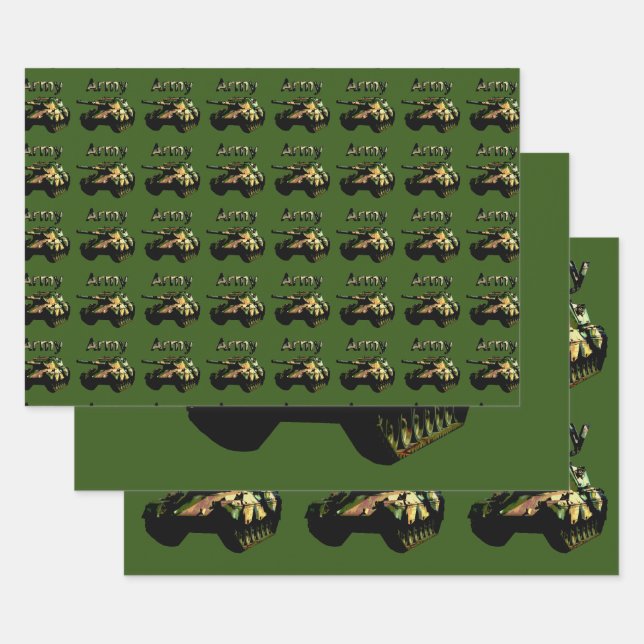 Tank der grünen Armee, Papiertücher Geschenkpapier Set (Set)