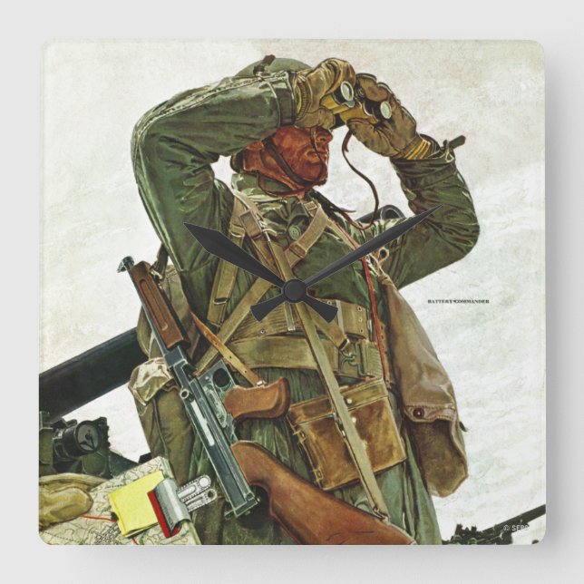 Tank Patrol Quadratische Wanduhr (Vorderseite)