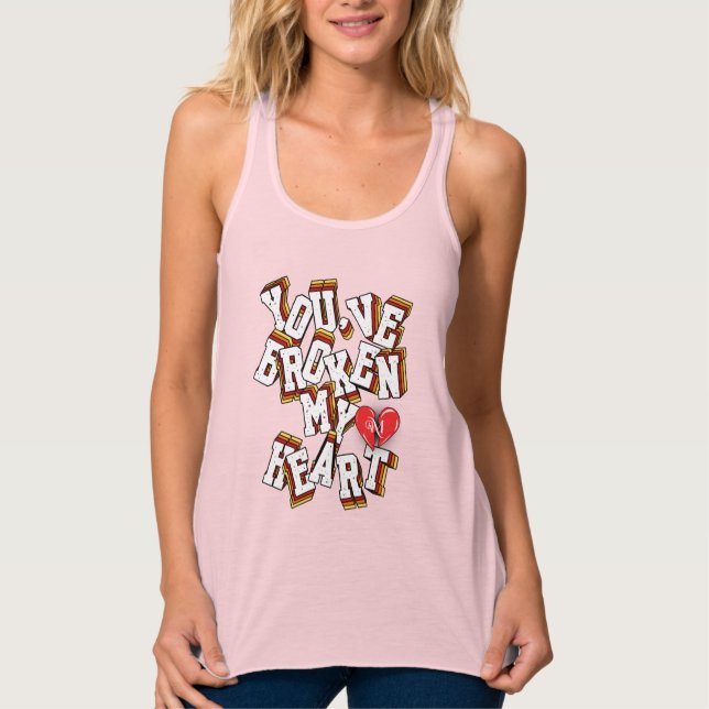 Tank Top: gebrochenes Herz (pink) Top (Vorderseite)
