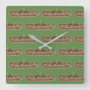 Tank Tracks Dämpfungsspuren Extra Power Boost Quadratische Wanduhr