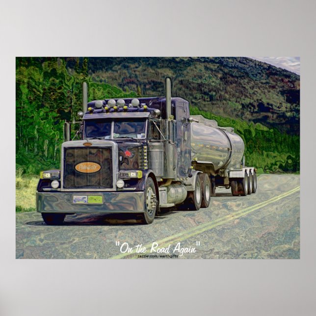 Tanker Truck Highway Driving Transport Art Poster (Vorne)