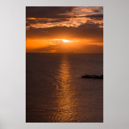 Tankschiff bei Sonnenuntergang im Atlantik Poster